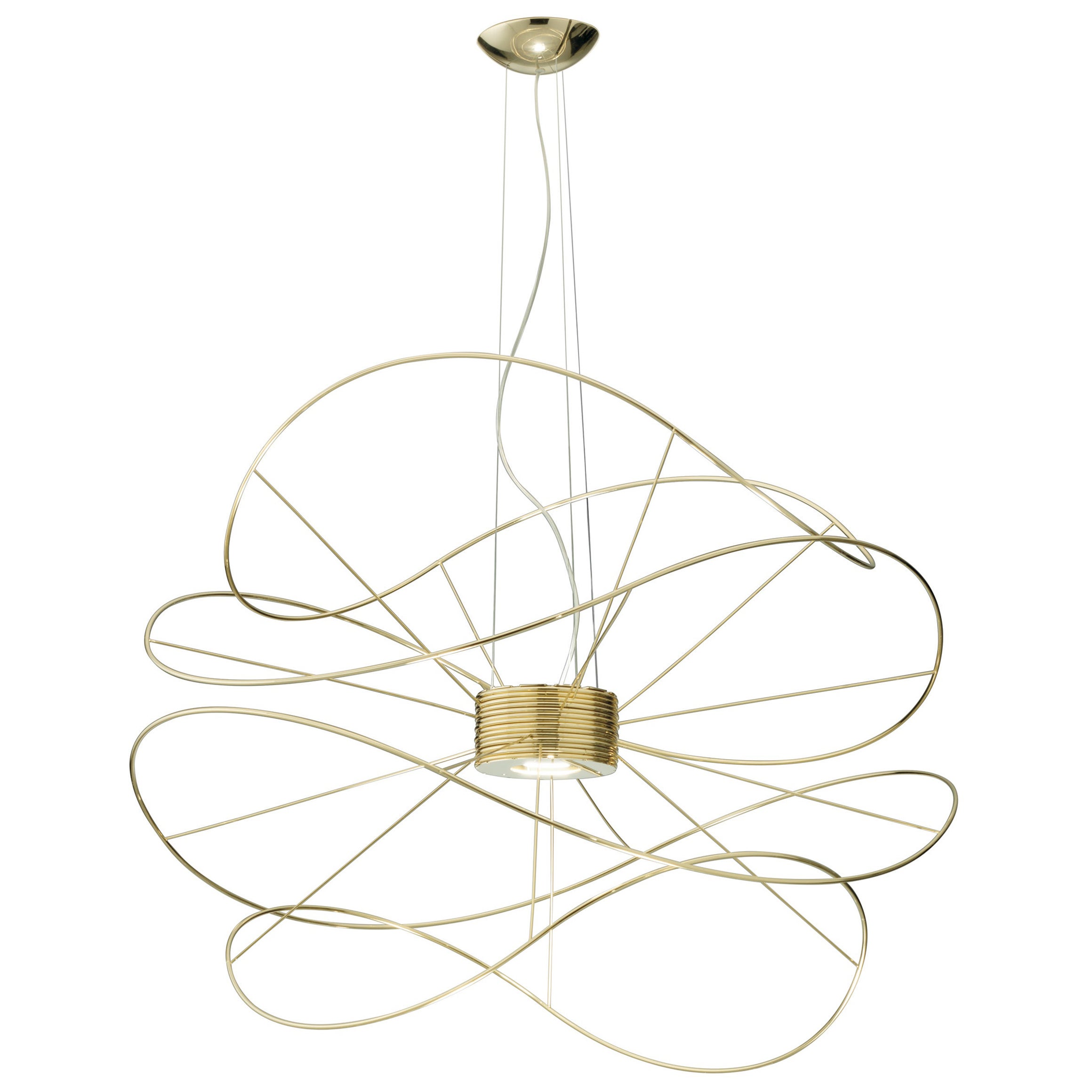 Axolight Hoops 4 Large Pendant Lamp in Gold by Giovanni Barbato