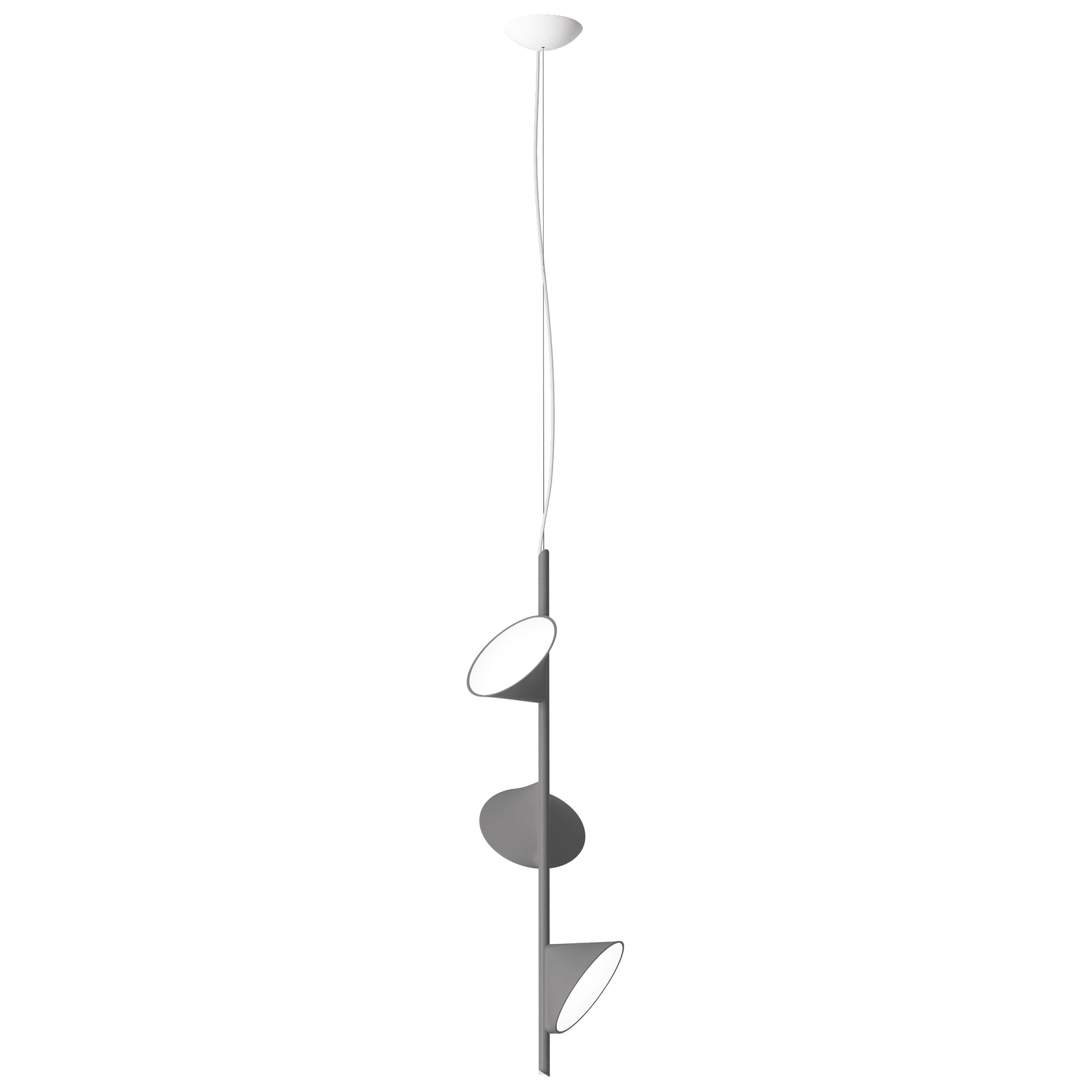 Axolight Orchid 3 Light Pendant Lamp with Aluminum Body in Anthracite Grey For Sale