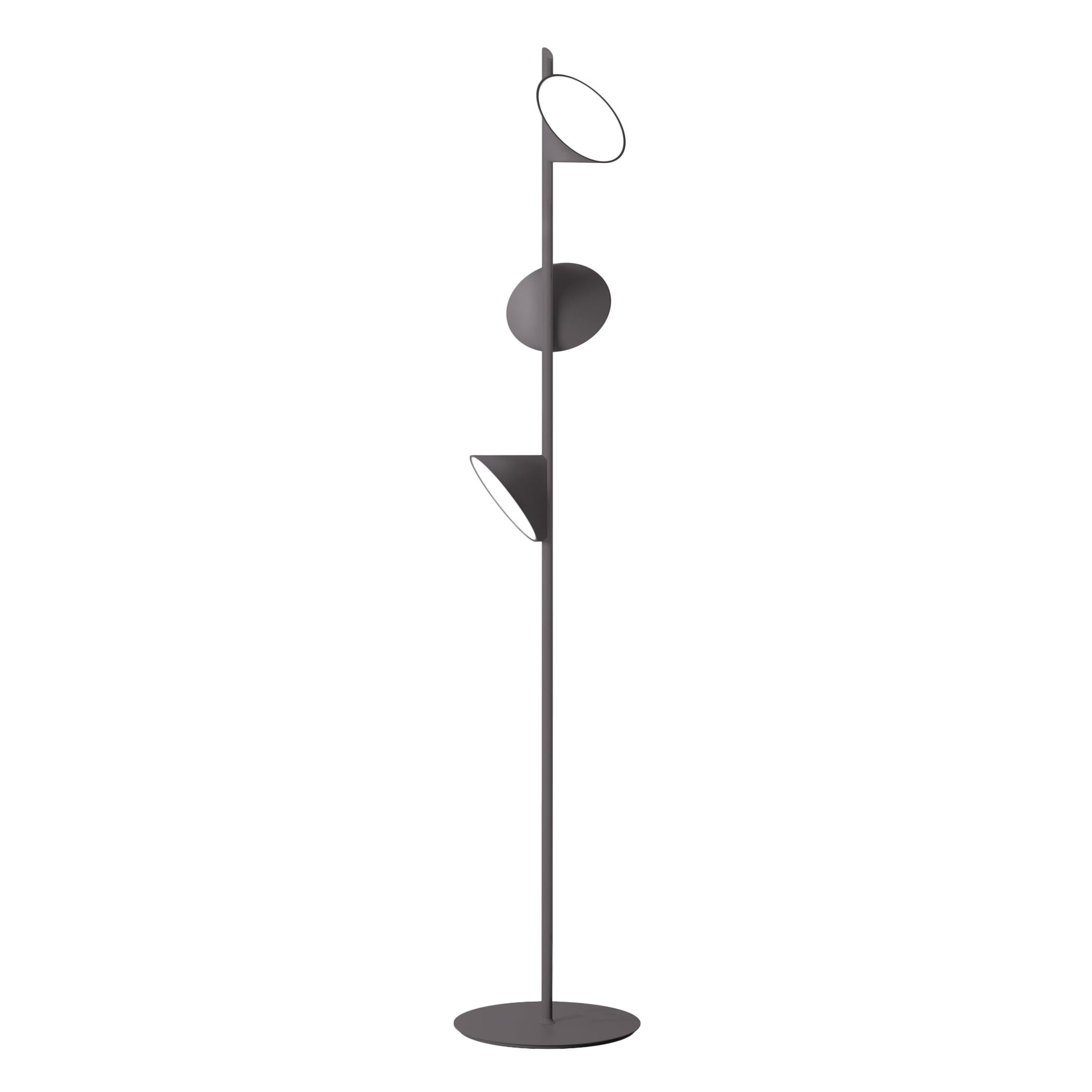 Axolight Orchid Floor Lamp with Aluminum Body in Anthracite Grey For Sale
