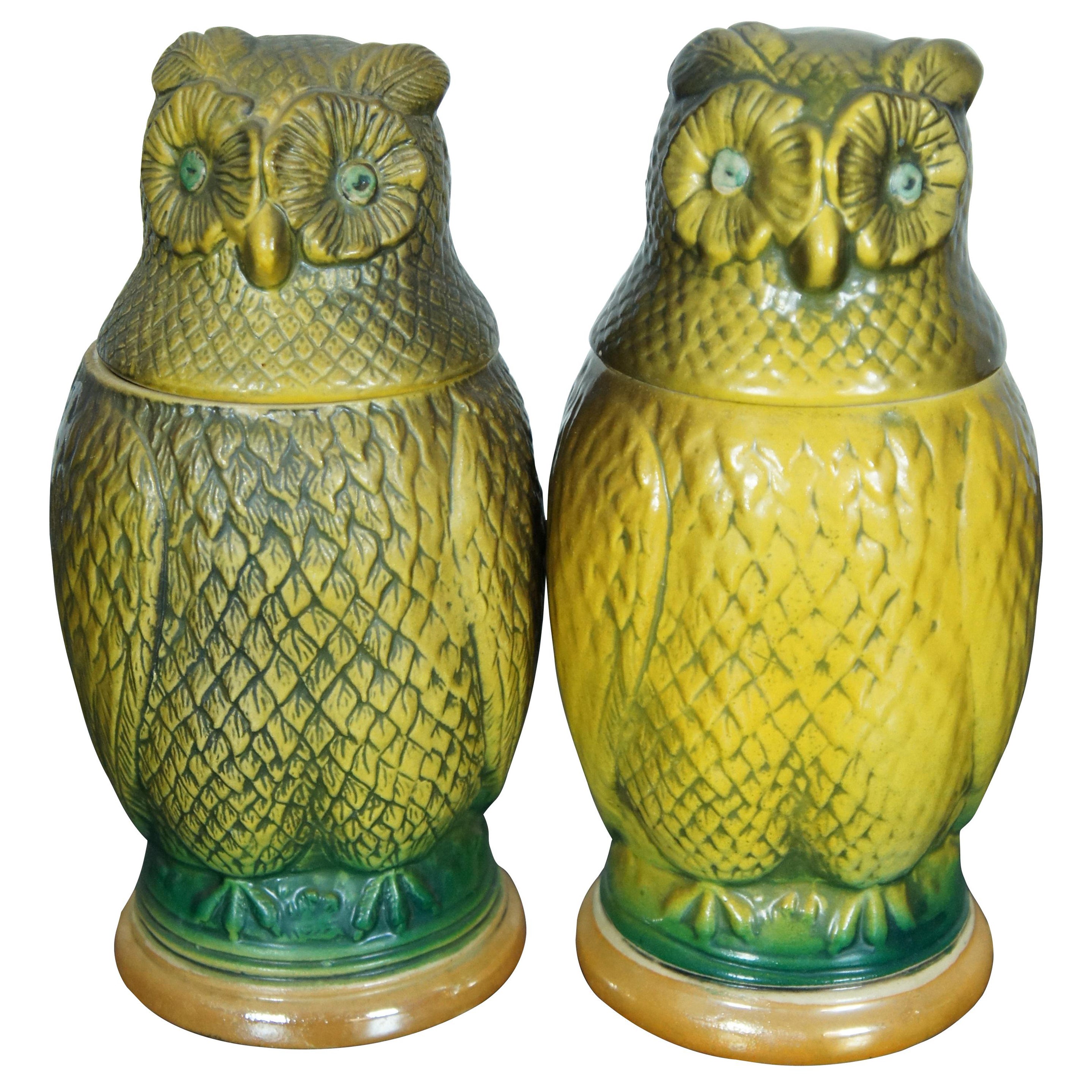 Matthias Girmscheid Figural German Ceramic Owl Character Beer Stein Lid n°740 en vente