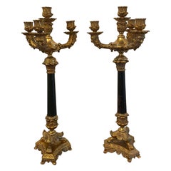 Quality Pair of Antique Regency Ornate Ormolu Four Arm Candelabra 