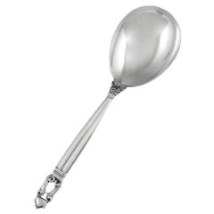 Vintage Georg Jensen Acorn Sterling Silver Serving Spoon, Small 115