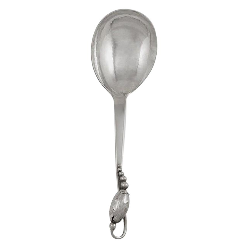 Georg Jensen Blossom Sterling Silver Serving Spoon Small 115 For Sale