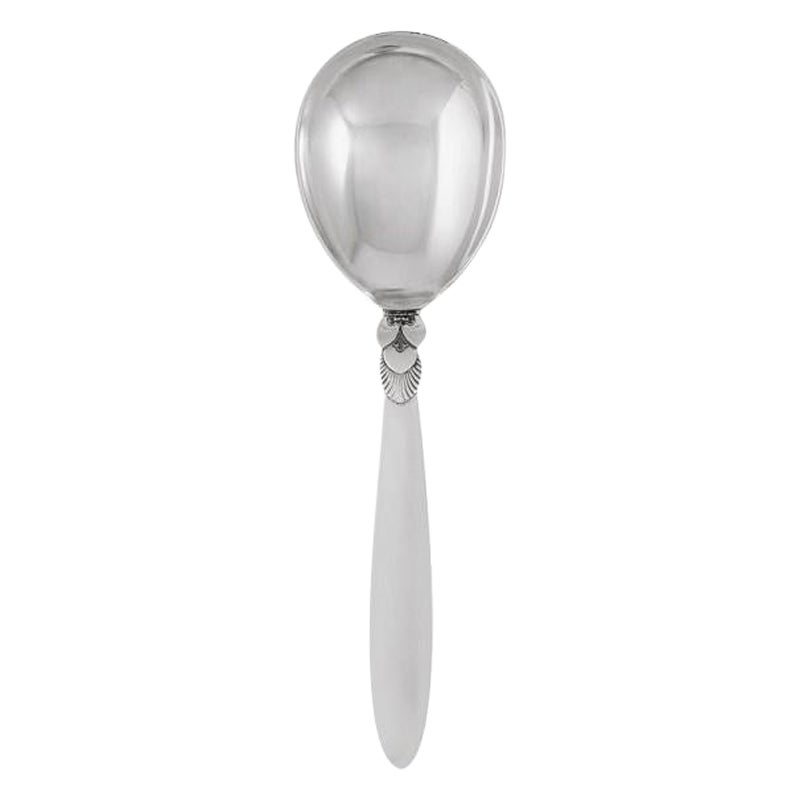 Georg Jensen Cactus Sterling Silver Serving Spoon Small 115 For Sale