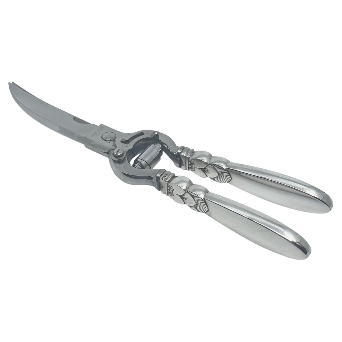 Georg Jensen Cactus Sterling Silver and Stainless Poultry Shears 123 For Sale
