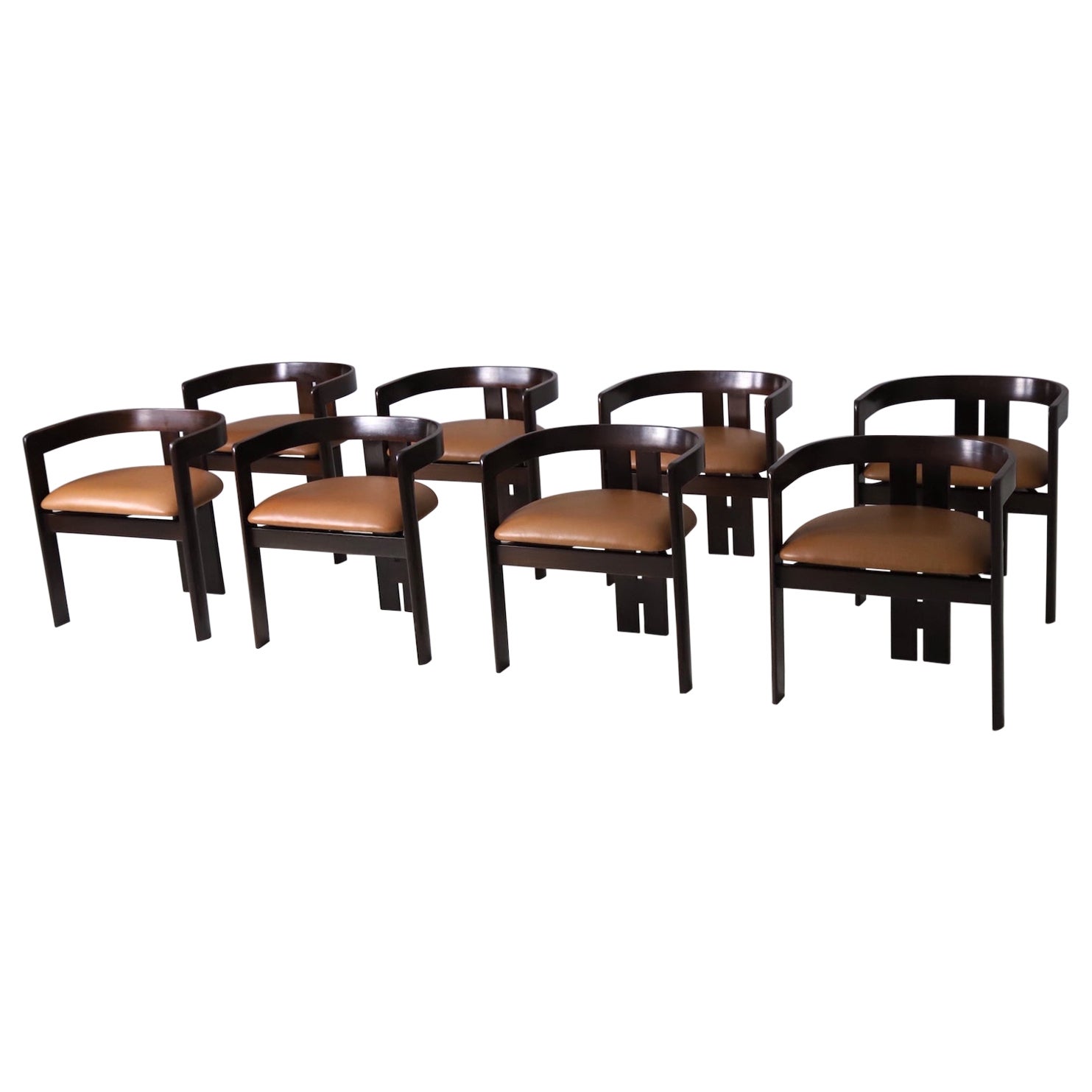 Set of 8 'Pigreco' dining chairs by Tobia Scarpa for Gavina, Italy 1960s For Sale