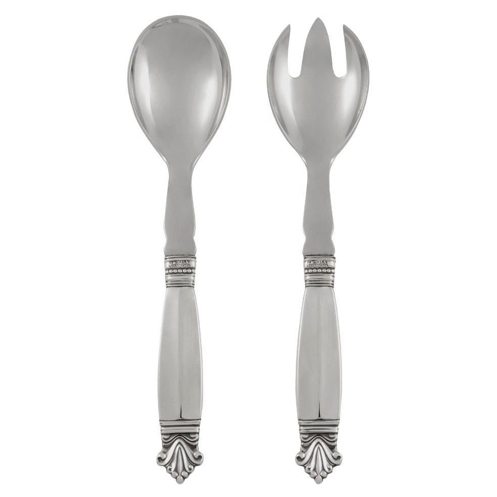 Georg Jensen Sterling Silver and Steel Acanthus Small Salad Set 134