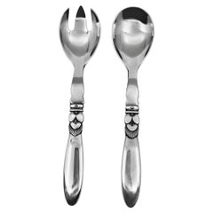 Georg Jensen Kaktus Sterling Silber Salatbesteck Klein 134