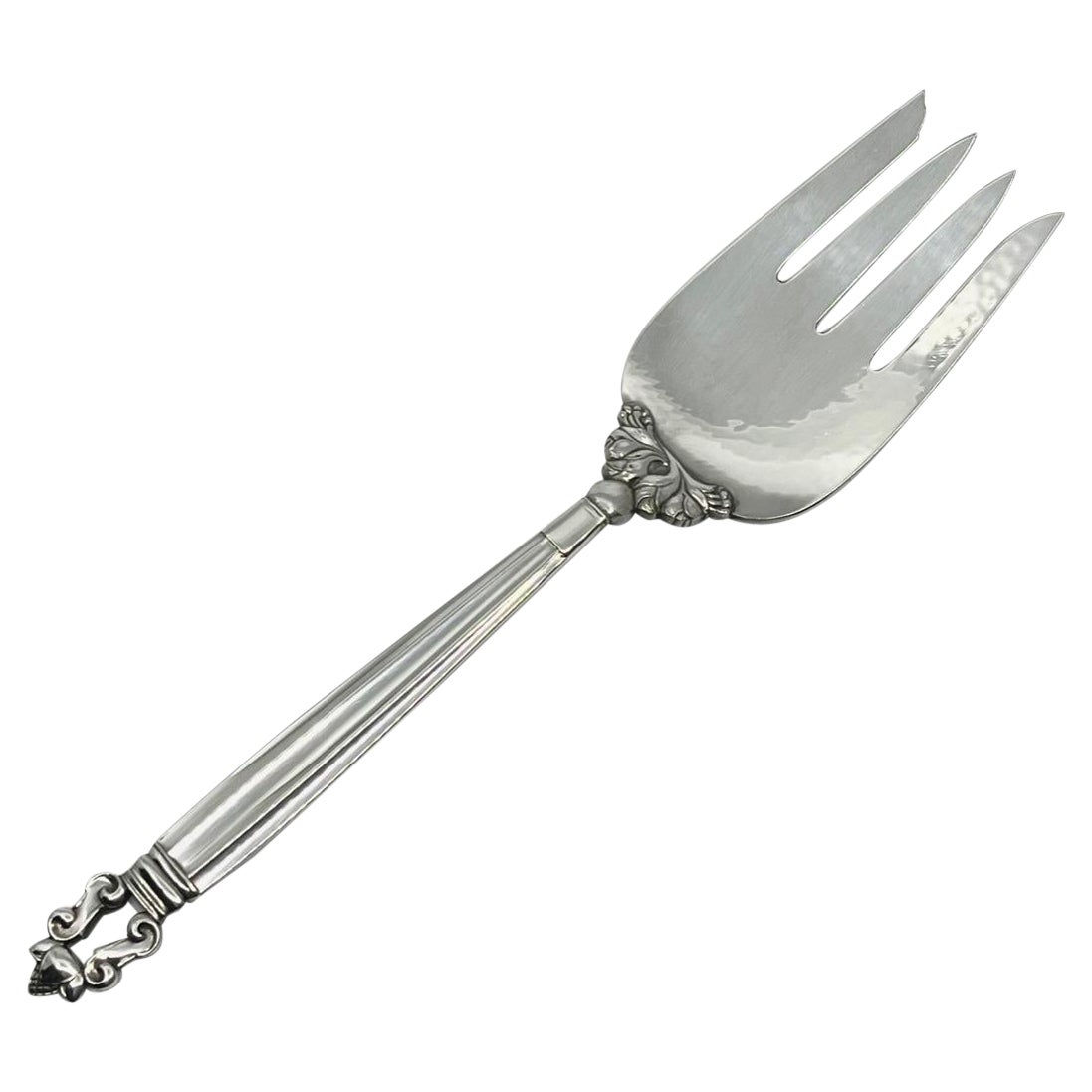 Georg Jensen Acorn Sterling Silver Meat Serving Fork, 4 Tines 141