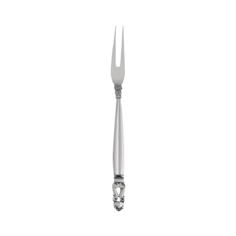Georg Jensen Acorn Sterling Silver Cold Cuts Fork 144 For Sale