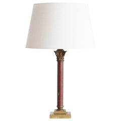 French Empire Style Marble Column Table Lamp