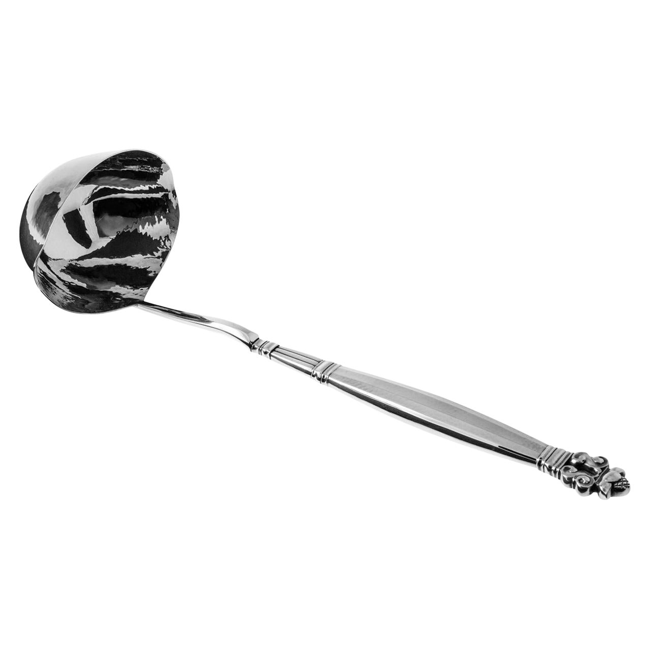 Georg Jensen Bellota Cucharón sopero/perforador de plata de ley Grande 151