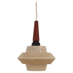 Vintage hanging lamp made of rope and teak, 1960s Sweden.