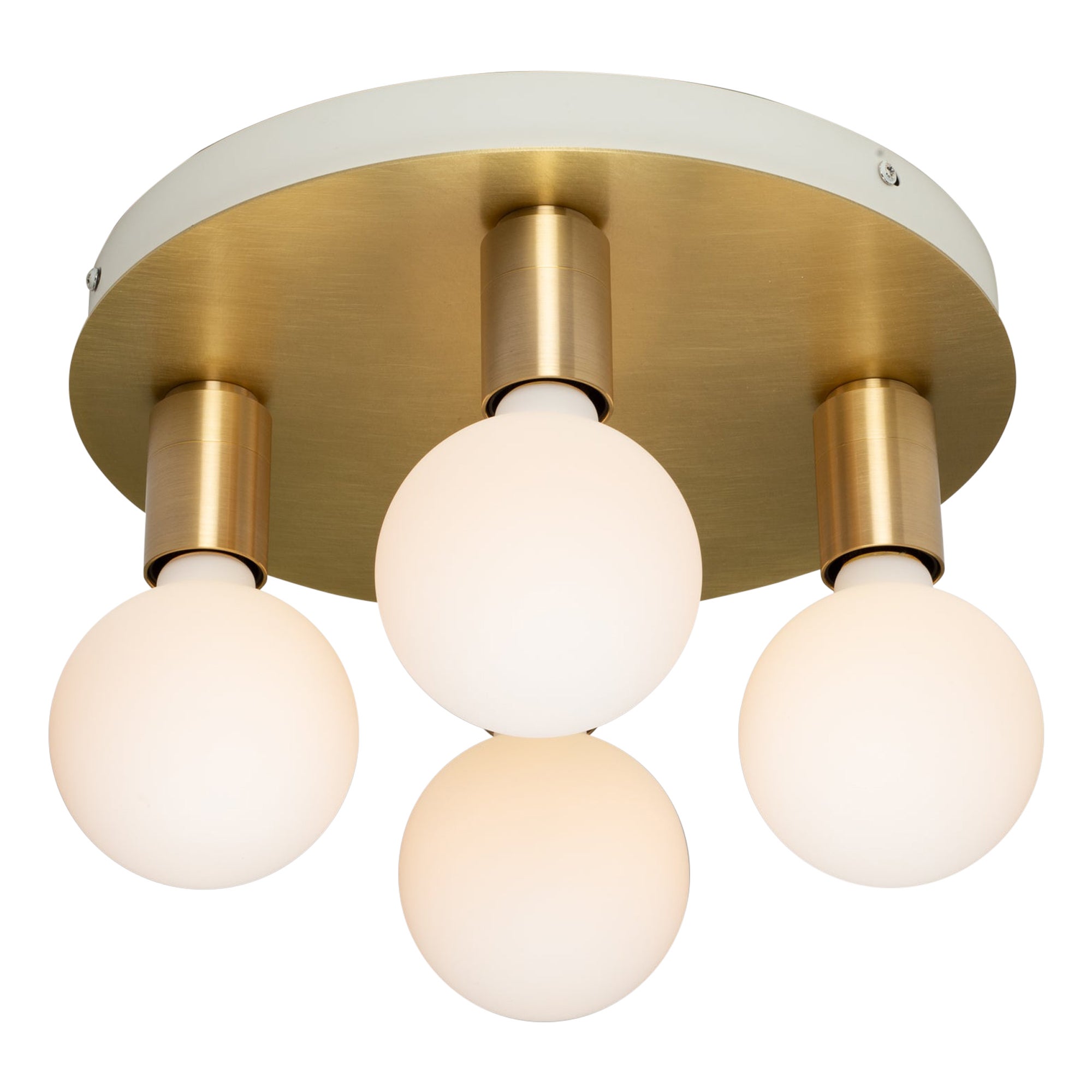 Four Sphere Brushed Brass Ceiling Light For Sale