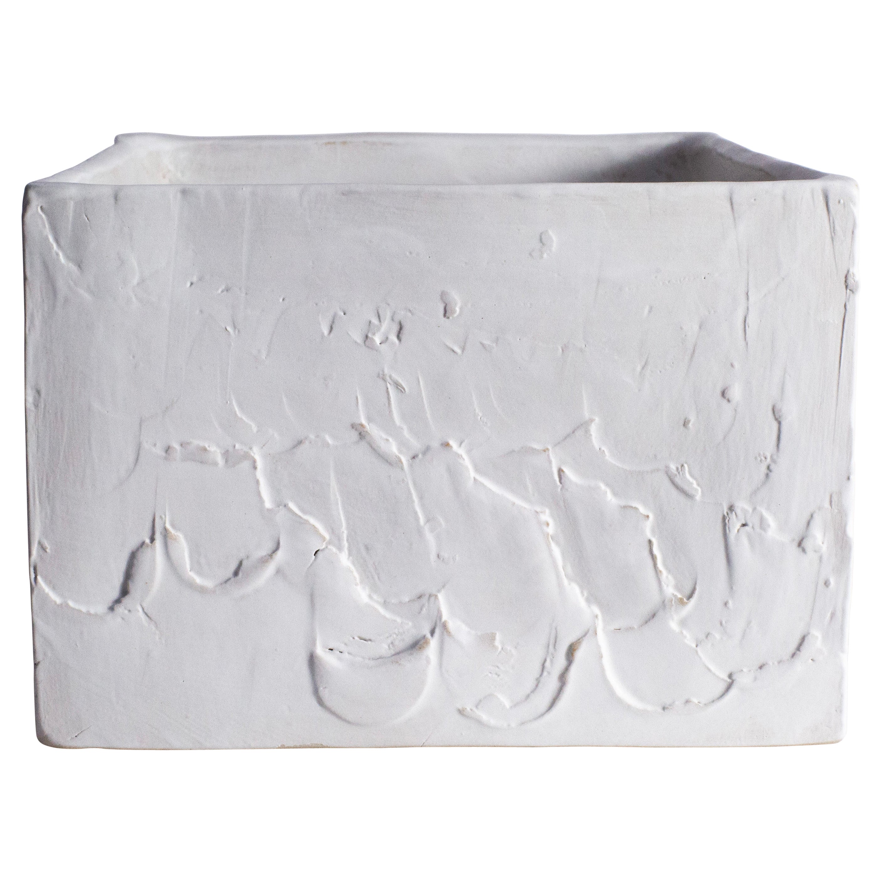 White Stoneware Box By Danish Artist Christine Roland  For Sale