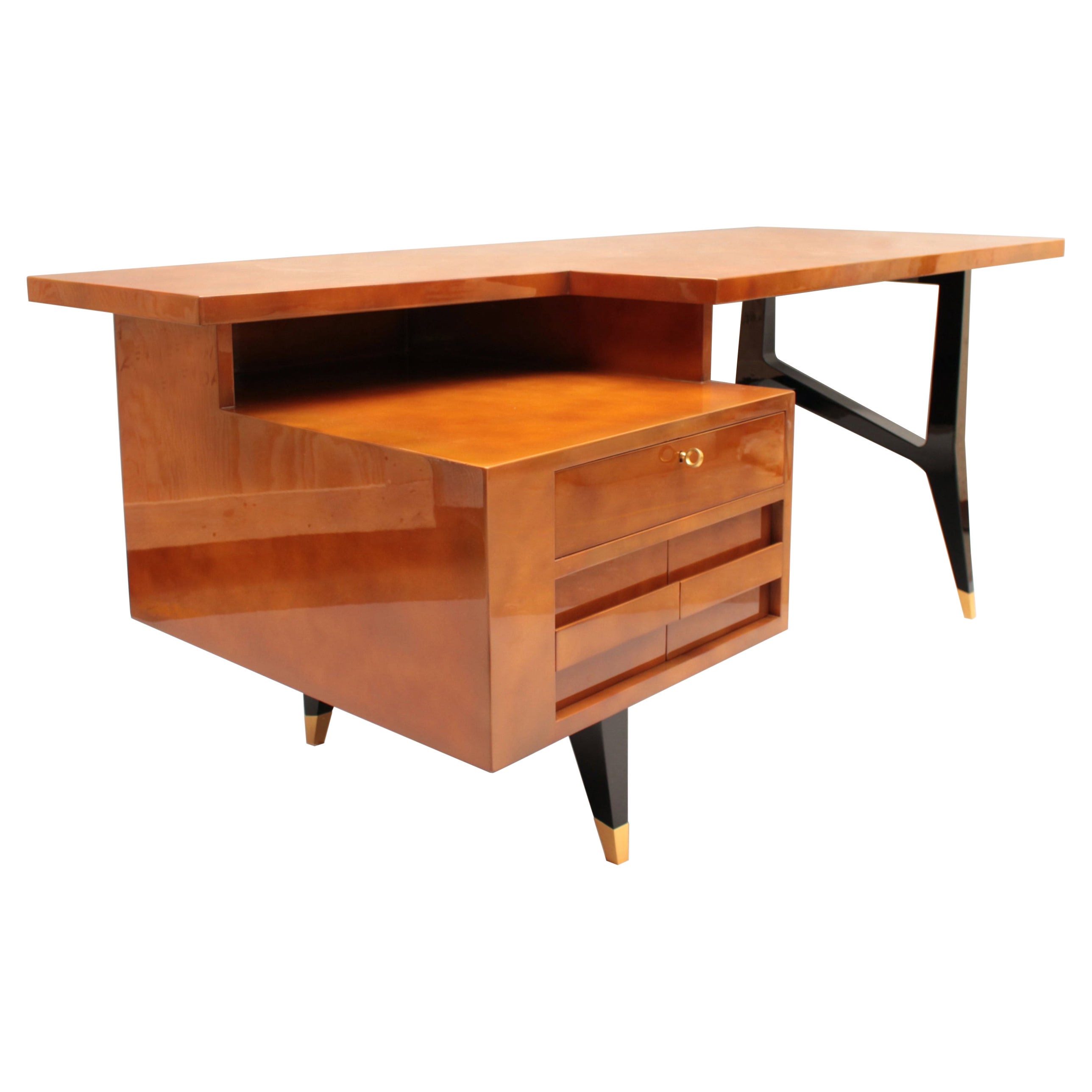 Fine French Mid-Century Lacquered Desk by Raphael  For Sale
