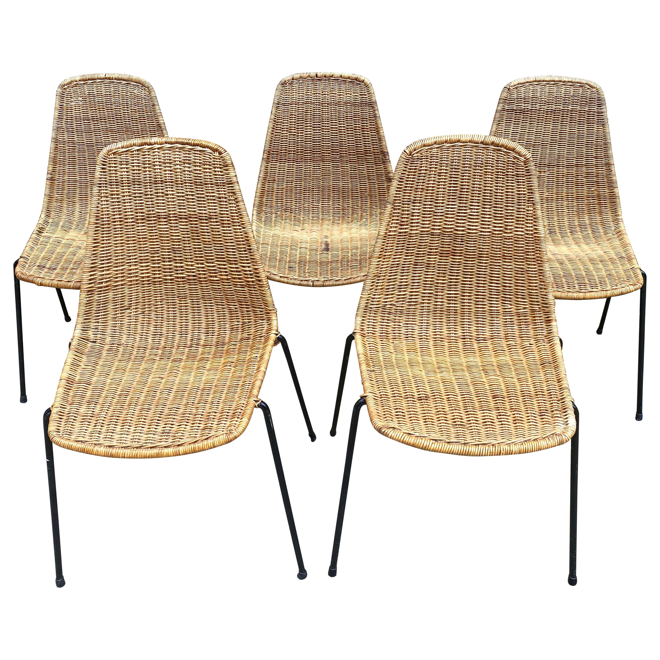 Set of 5 Gian Franco Legler Basket Chairs For Sale