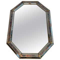 Rectangular Multi-Facets Mirror with Brass Garlands