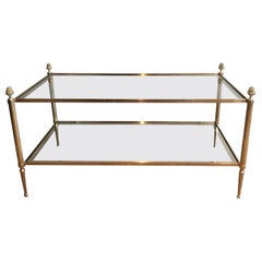 Neoclassical Style Maison Baguès Two Tiers Brass Coffee Table. Circa 1940