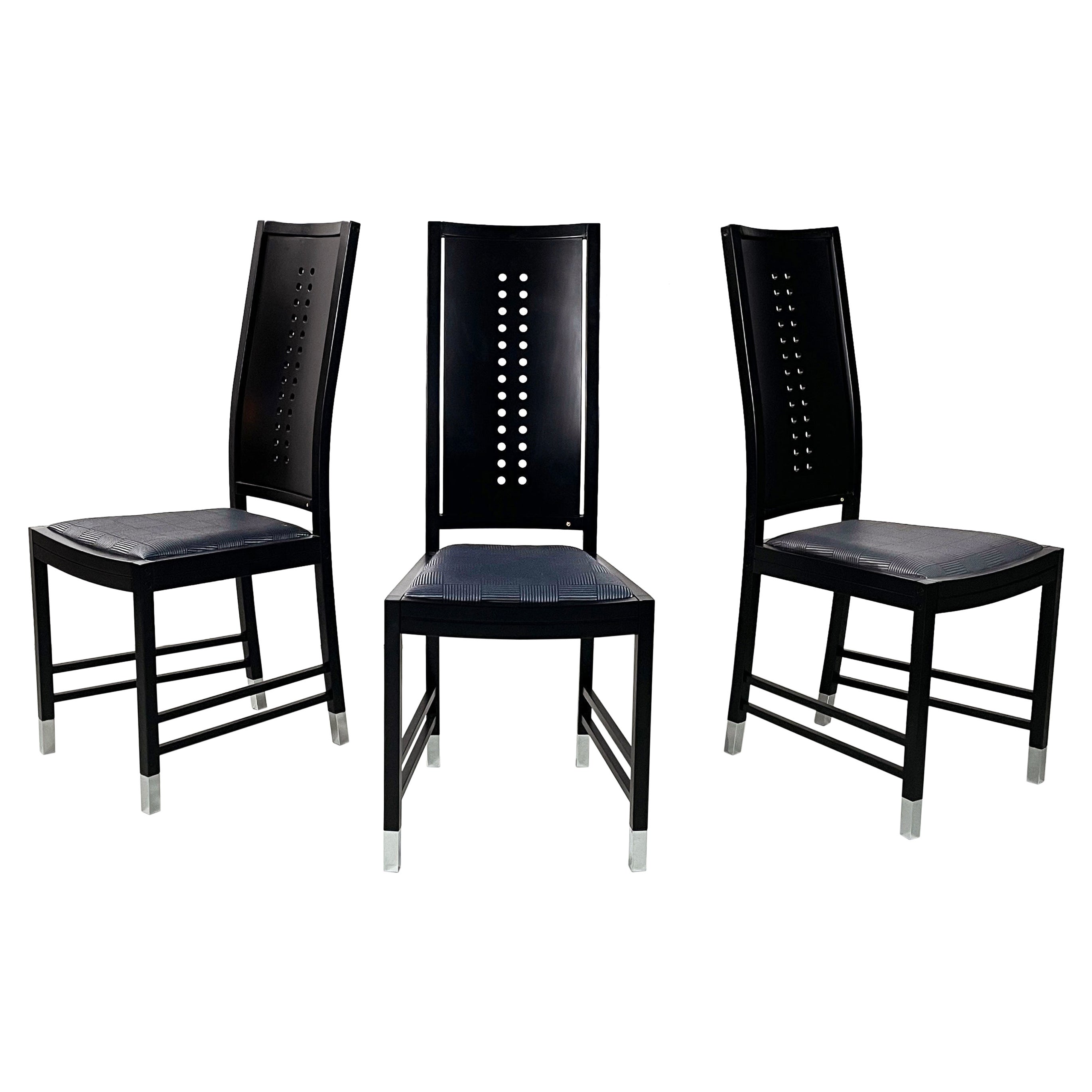 Austrian modern Chairs in black wood by Ernst W. Beranek for Thonet, 1990s For Sale