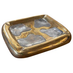 1980s Gilt and Silver Plated Bronze Ashtray by the Artist David Marshall 