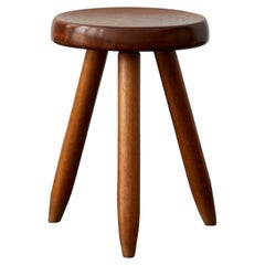 Vintage Charlotte Perriand High Berger Stool in Mahogany, From Home of Claude Parent