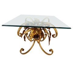 Vintage gilt metal flower coffee table, 1960s