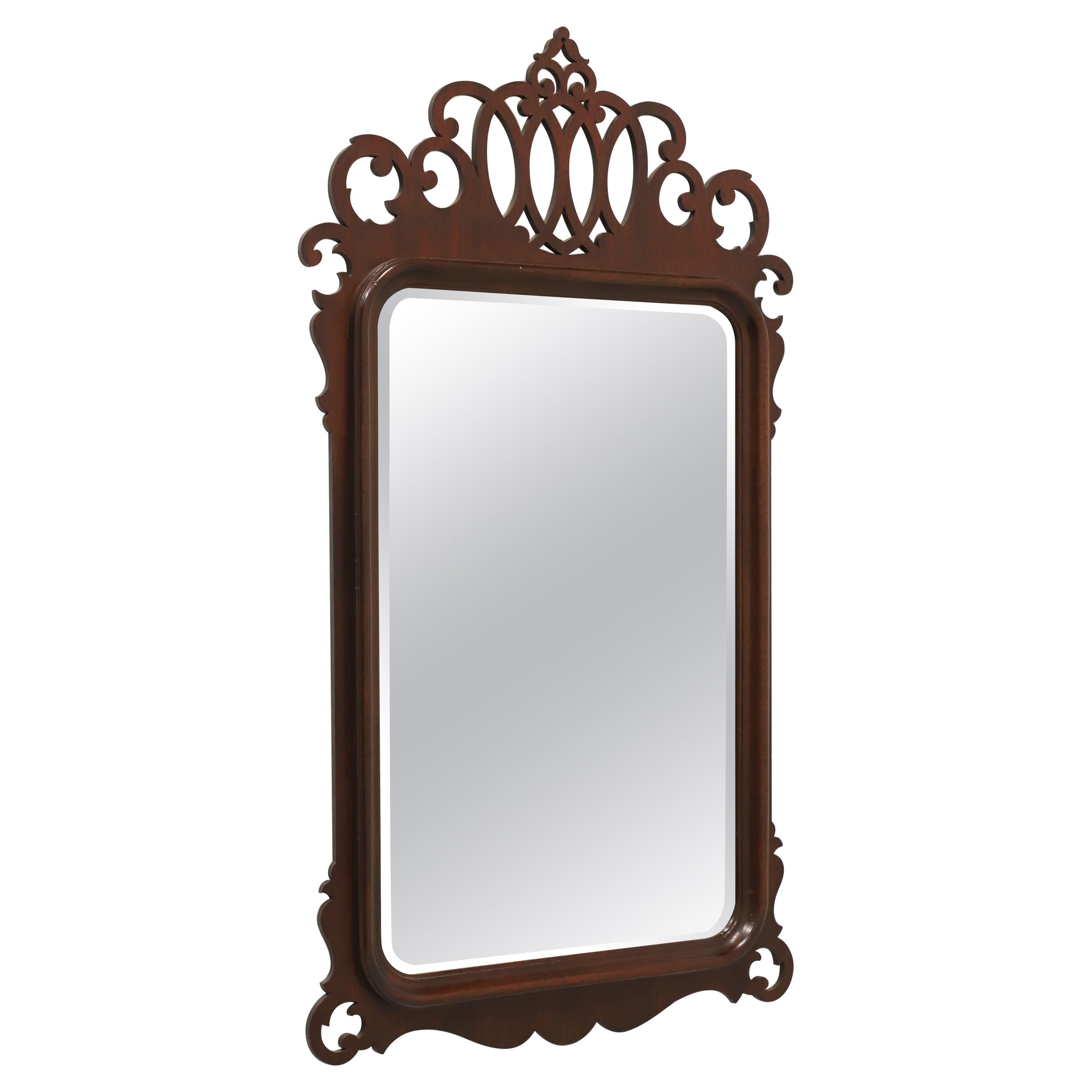 LEXINGTON Distressed Mahogany Chippendale Style Beveled Wall Mirror