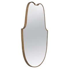 Italian 1940's Brass Shield Shaped Mirror with Beaded Trim, Italy, circa 1940