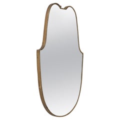 Vintage Italian 1940's Brass Shield Shaped Mirror with Beaded Trim, Italy, circa 1940 