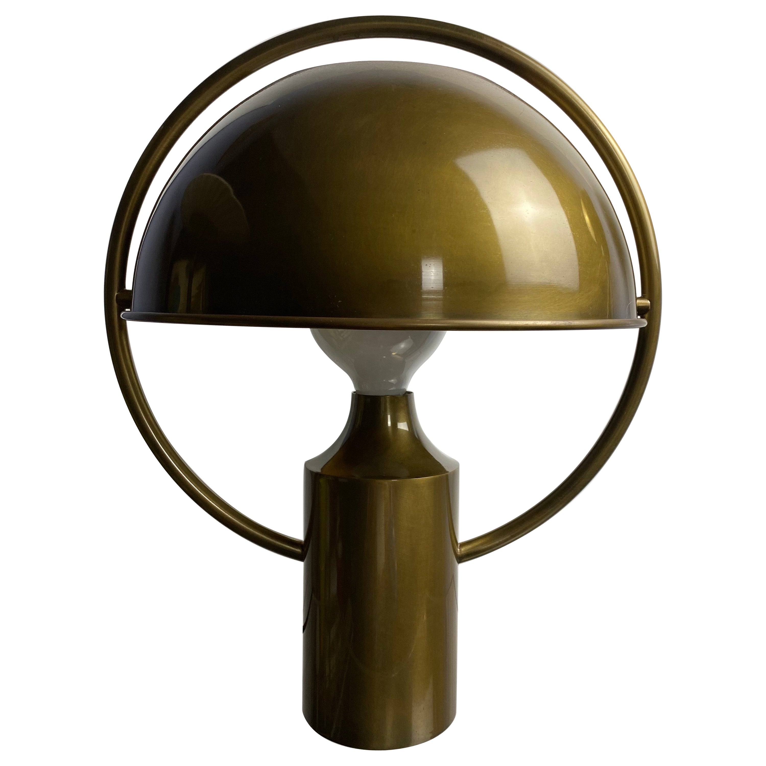 Rare German Midcentury Table Lamp in Solid Brass by Günter&Florian Schulz 1970s For Sale