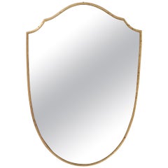 Italian 1940's Brass Shield Shaped Mirror with Beaded Trim, Italy, circa 1940 