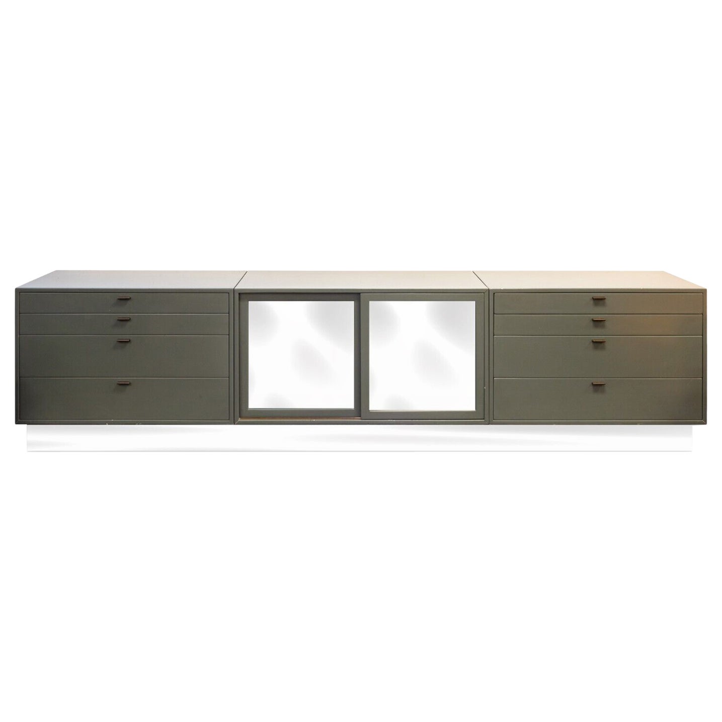 Harvery Probber Post Modern 3pc Lacquered Credenza with Custom Mirrored Base