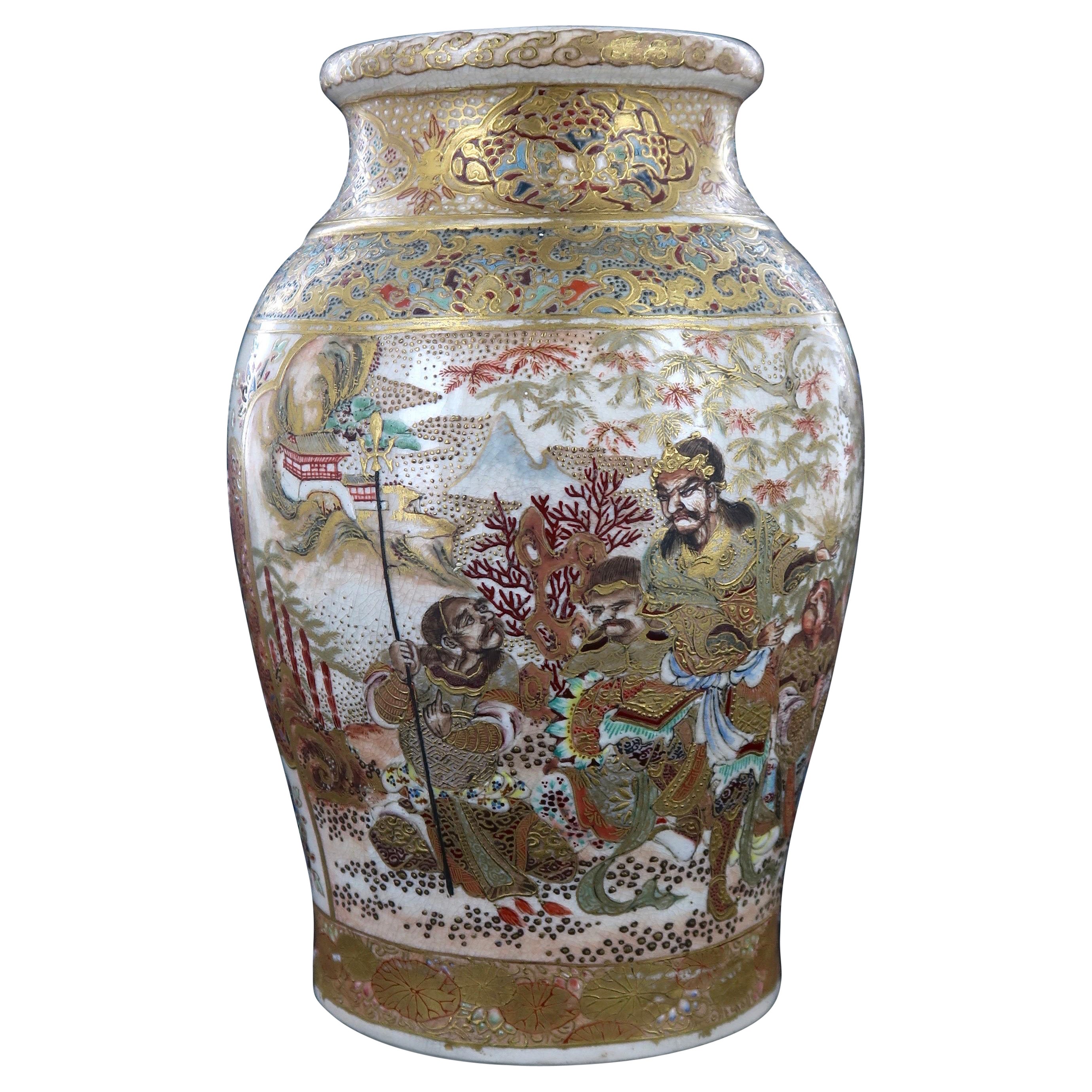 A Fine Meiji Period Satsuma Vase, Japan, 19th Century For Sale