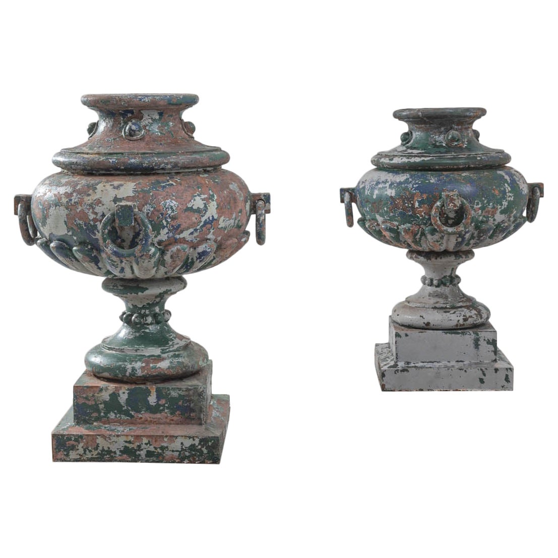 19th Century French Cast Iron Vessels, a Pair