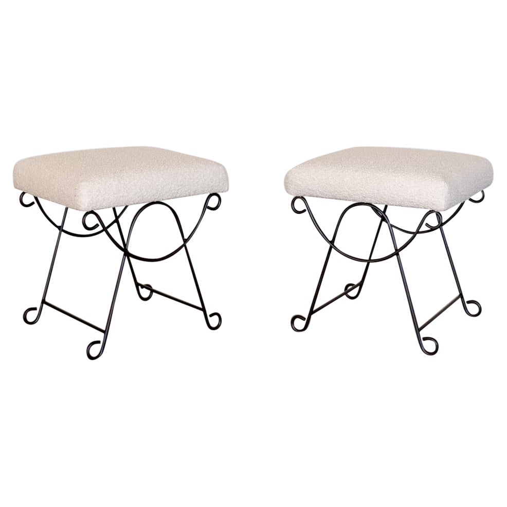 Panoplie Iron Loop Stool with Boucle Fabric