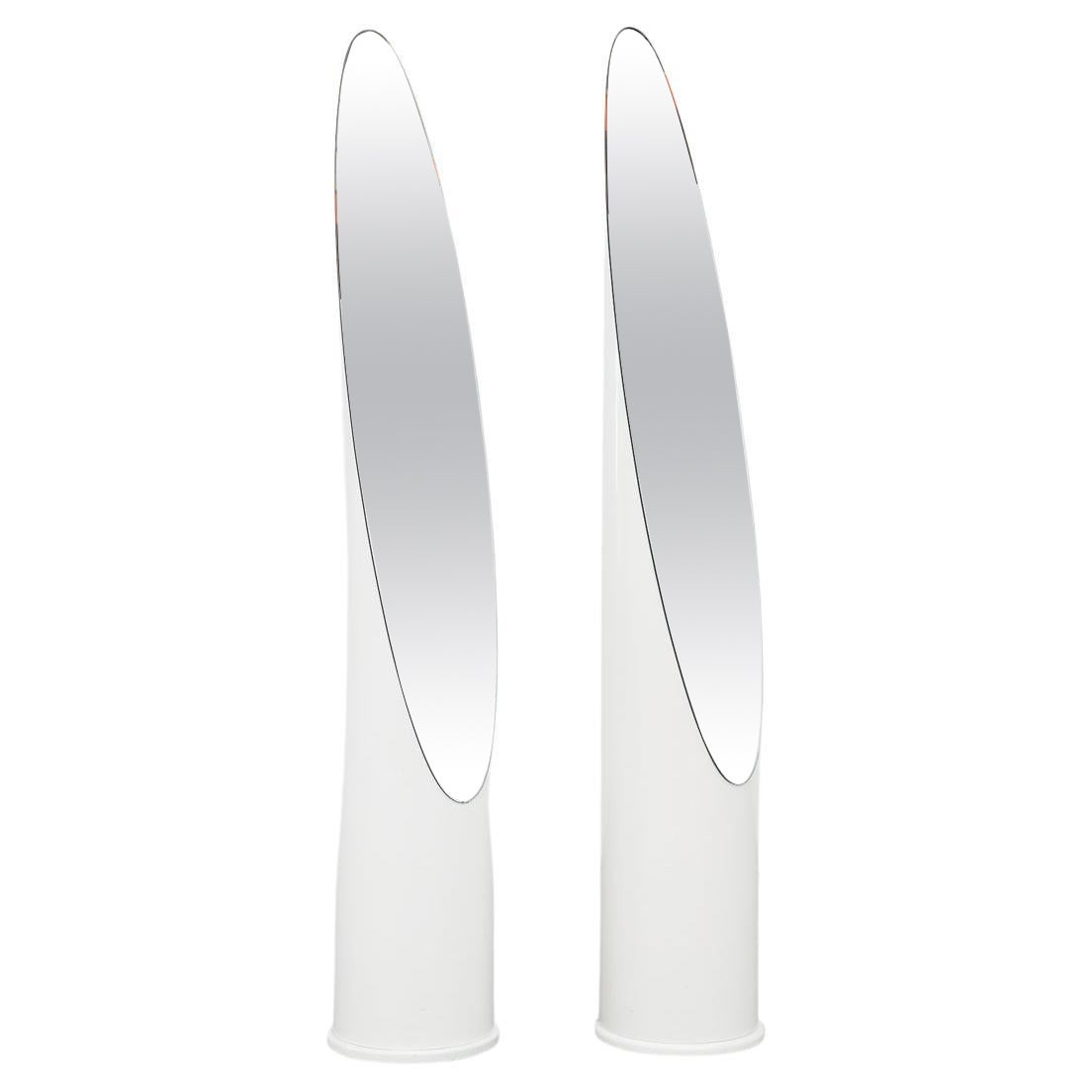 Roger Lecal Style White Lipstick Oval Standing Mirror with Thick Acrylic Base