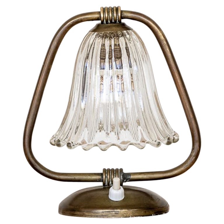 Petite Barovier Glass and Brass Lamp