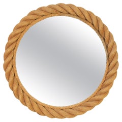 Vintage Beautiful Audoux-Minet Rope Mid-Century French Circular Mirror
