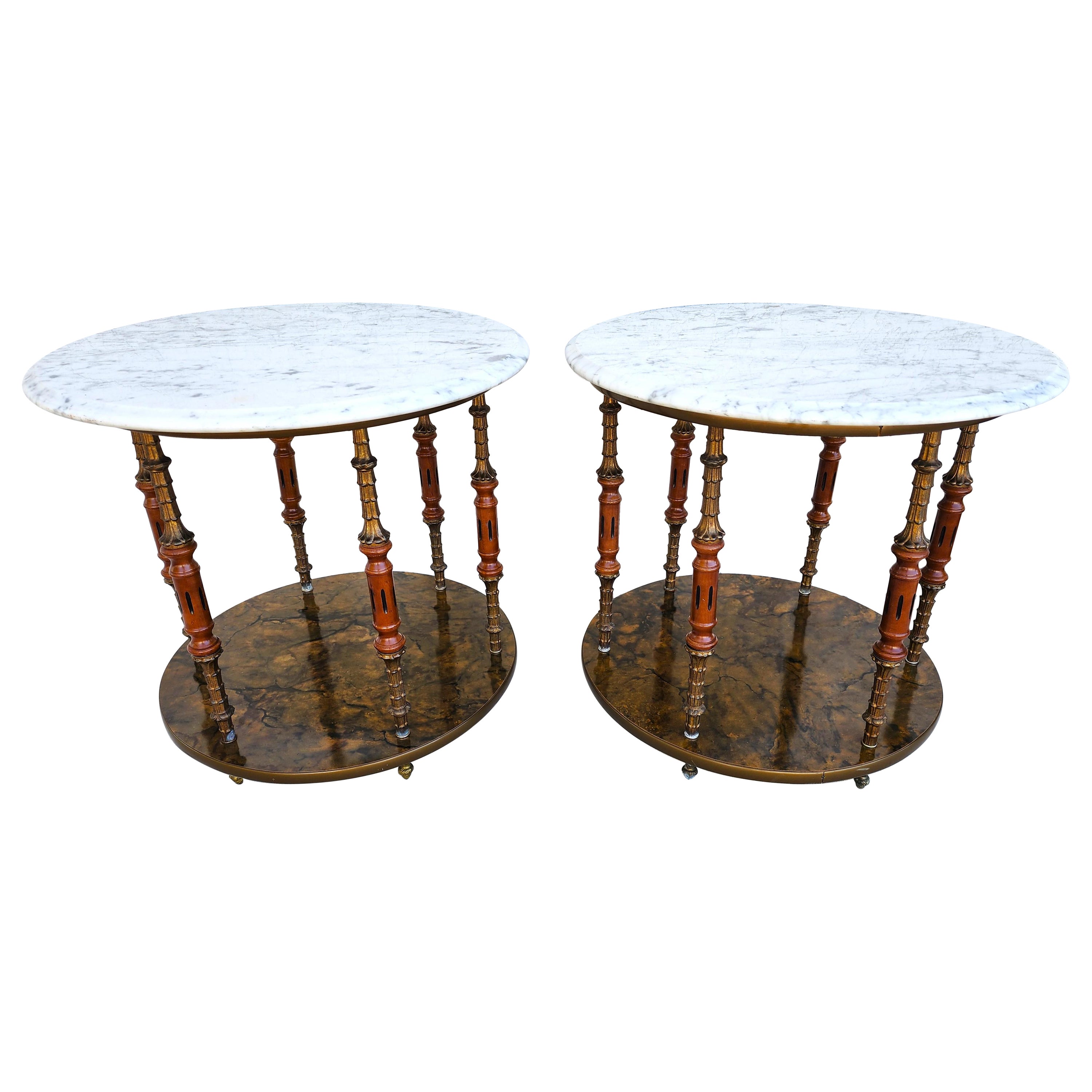 Vintage Side Tables Italian Marble For Sale