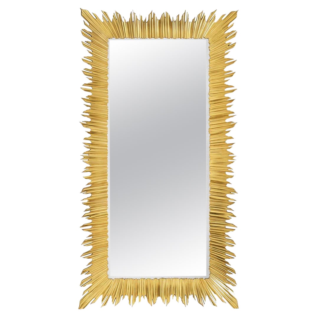 Très grand miroir doré Sunburst de style Art déco