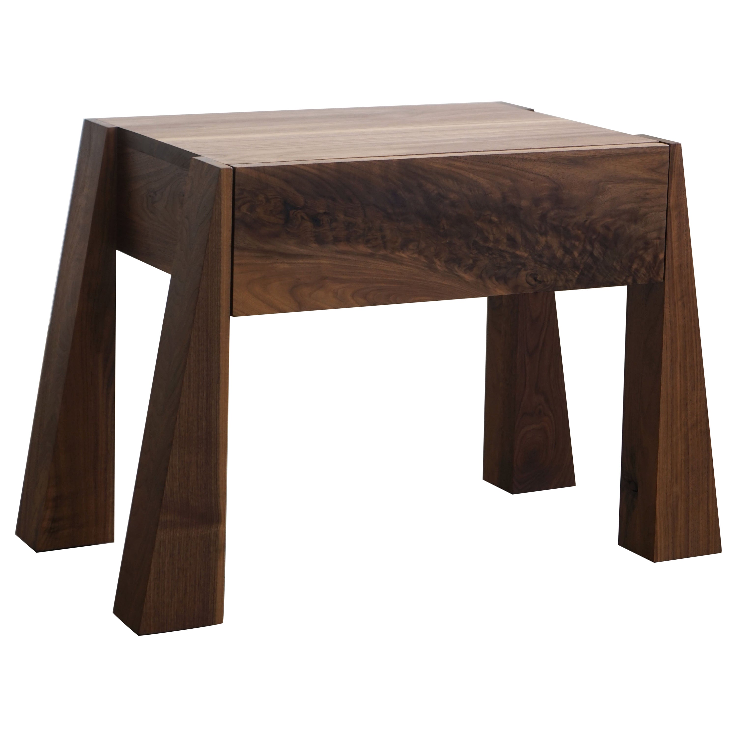 Modern Solid Walnut "Dre" Side Table or Nightstand by Last Workshop For Sale