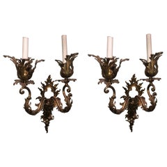 Vintage Italian Baroque Candelabra Style Wall Sconce, Pair