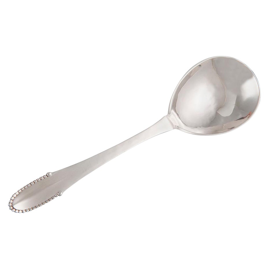 Georg Jensen Beaded Sterling Silver Compote Spoon 161 For Sale