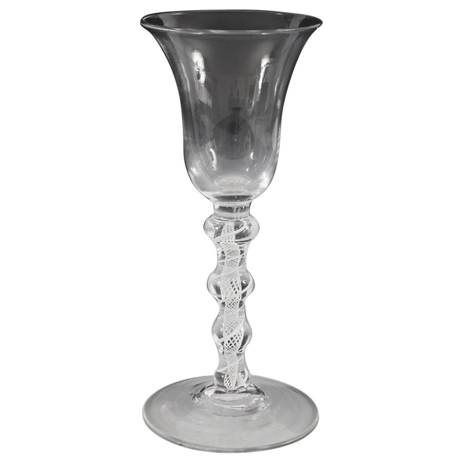 Four Knop Opaque Twist Georgian Wine Glass c1760 For Sale