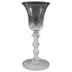 Antique Four Knop Opaque Twist Georgian Wine Glass c1760