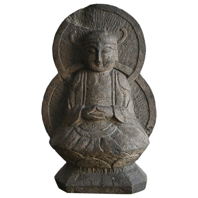 Japanese old small stone Buddha/Edo period/Tathagata(Nyorai) Buddha statue