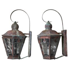 Pair of Handcrafted Solid Brass Used Wall Lantern