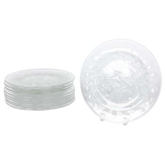 Lalique Set of Ten Frosted Cut Glass Dessert Plates