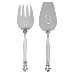 New Georg Jensen Ghianda in argento sterling Set da portata con pesce